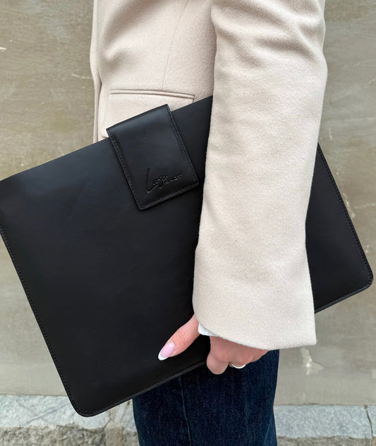 Leather Laptop Cover - Black