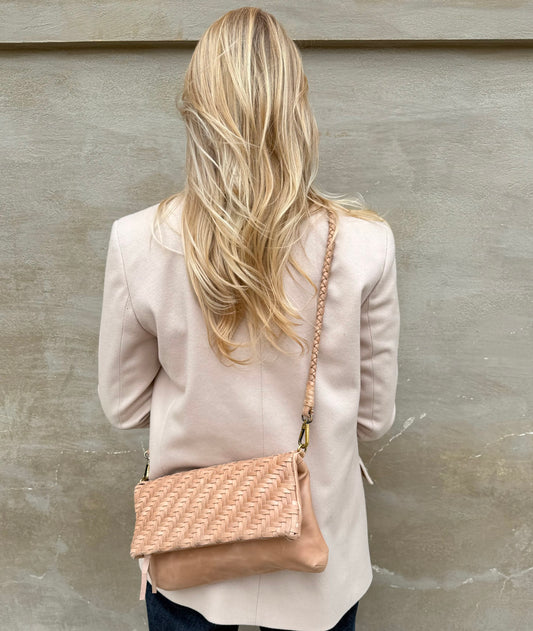 Braided Leather Fold Bag - Natural