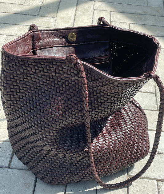 Soft Leather Tote - Deep Chestnut