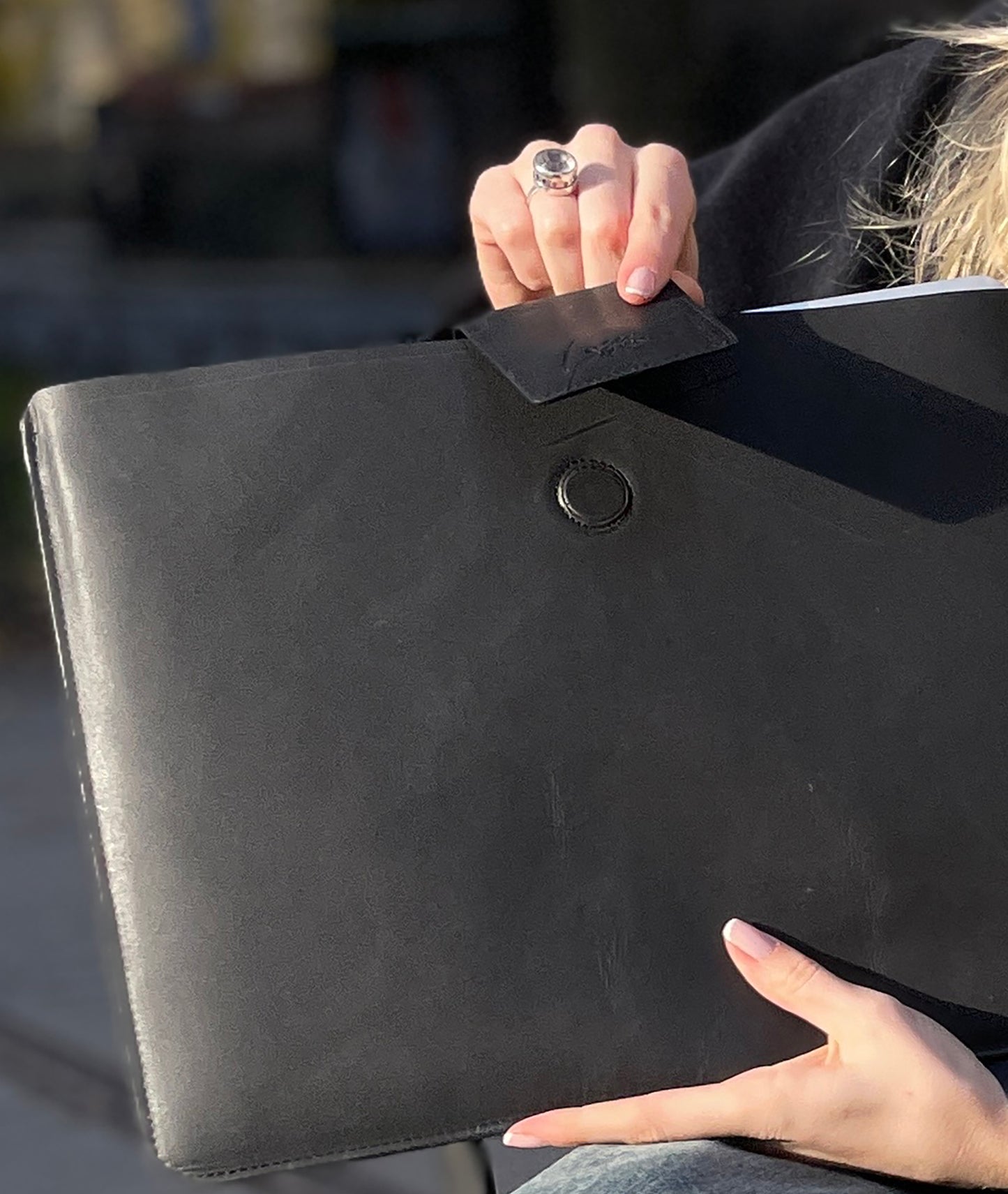 Leather Laptop Cover 16"- Black