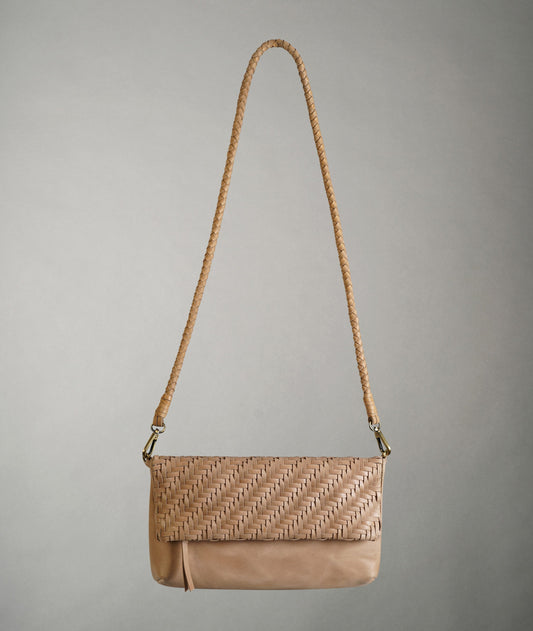 Braid Leather Fold Bag - Natural