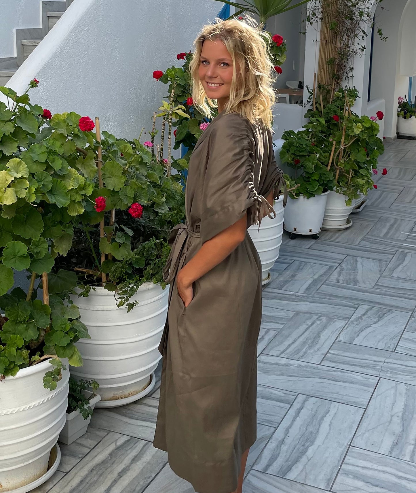 Jessi Wrap Dress - Wet Stone