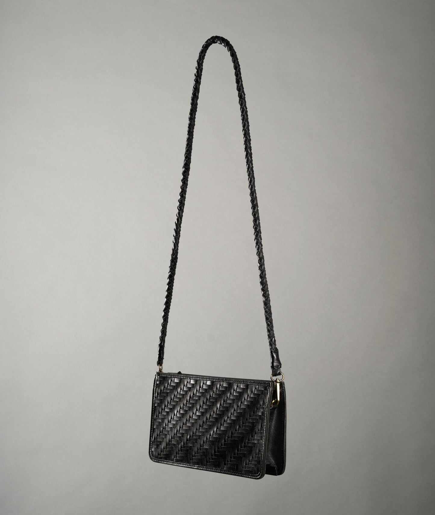 Braid Leather Hand Bag - Black Rebel