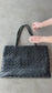 Braided Leather Tote - Royal Black