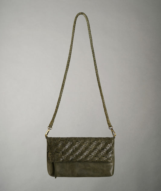 Braid Leather Fold Bag - Olive Garden